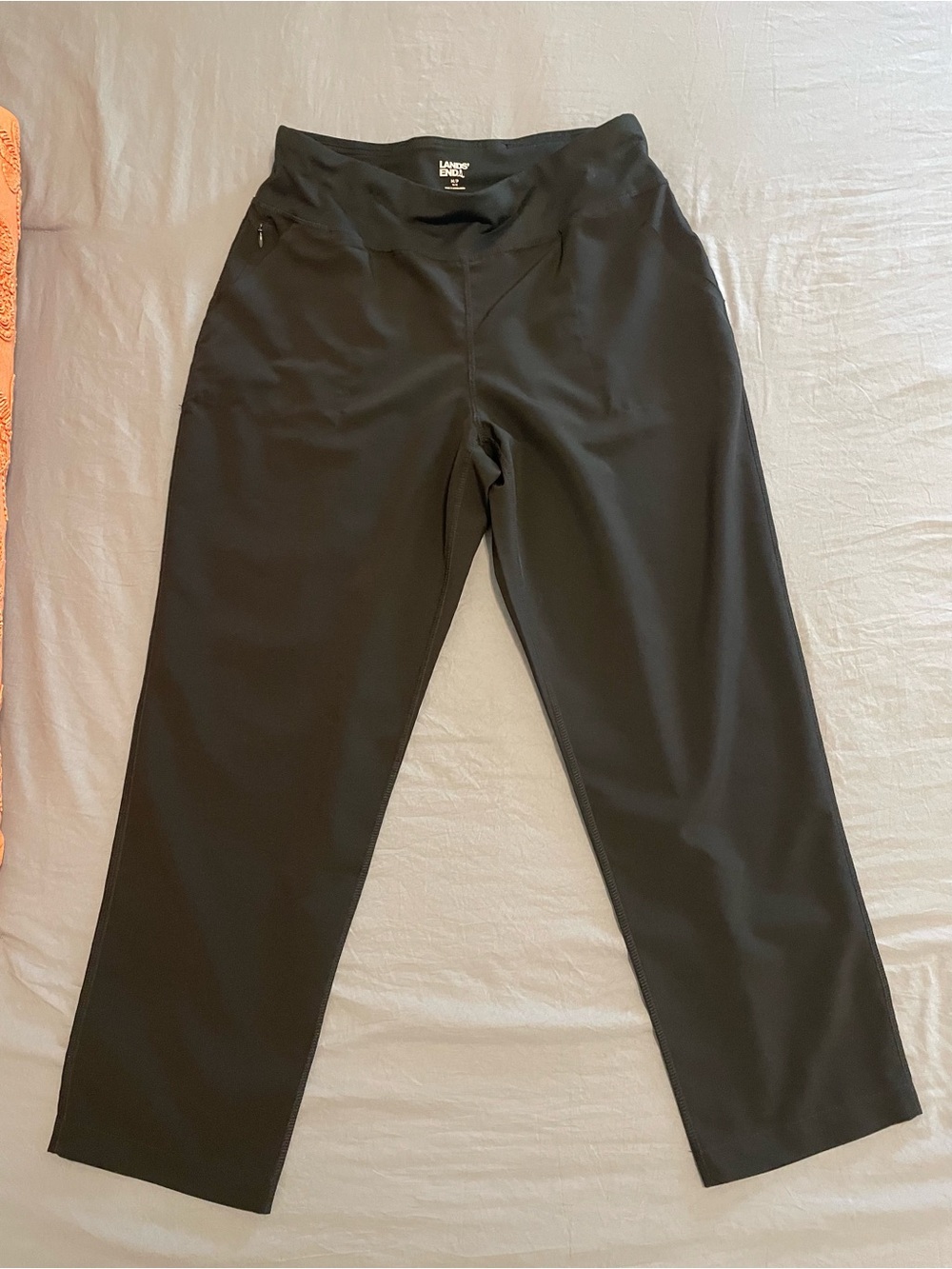 Lands' End Black Straight-Leg Pull-On‎ Pants Medium